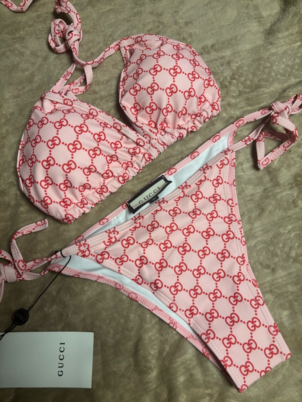 Pink GG Logo Bikini Set